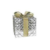 Caixa luminosa efeito presente prateado