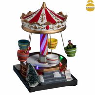 Aldeia com carrossel luminoso e com movimento