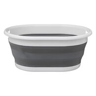 Cesto dobrável oval branco e cinza 21l