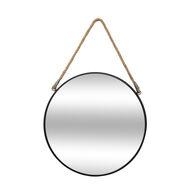 Espelho de parede ETNIC redondo preto com corda 38cm