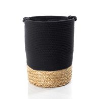 Cesto de roupa wc preto e natural 50cm,  Cesto de roupa wc preto e natural 50cm