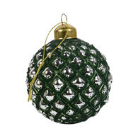 Bola De Natal Efeito Pinha Verde 8cm,  Bola De Natal Efeito Pinha Verde 8cm