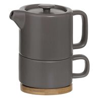 Bule com ch&aacute;vena taupe