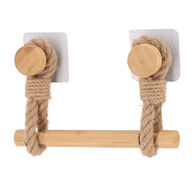 Porta rolos wc em bambu com corda