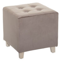 Pufe Taupe Efeito Capiton&eacute; Leandre