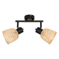 Candeeiro de parede LIO bege efeito r&aacute;fia com 2 focos