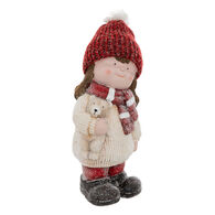 Figura de menina com urso de peluche 38cm