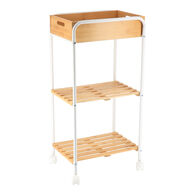 Carrinho wc branco em bambu com rodas