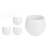 Conjunto de 3 vasos branco com reserva de água 11cm,  Conjunto de 3 vasos branco com reserva de água 11cm