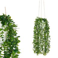 Vaso suspenso com planta verde artificial 55cm