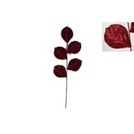 Haste folhas bordeaux veludo 64cm,  Haste folhas bordeaux veludo 64cm