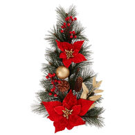 Coroa com poinsettias com bagas 55cm