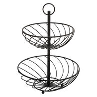 Fruteira com 2 níveis em metal preta,  Fruteira com 2 níveis em metal preta