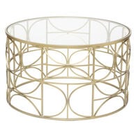 Mesa de centro em metal dourado com tampo de vidro 71cm,  Mesa de centro em metal dourado com tampo de vidro 71cm
