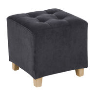 Pufe LEANDRE cinza escuro efeito capiton&ecirc;