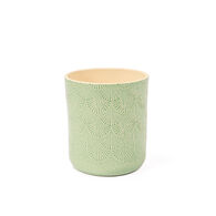 Vaso de cer&acirc;mica decora&ccedil;&atilde;o folhas verde 17,5cm
