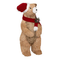 Figura de urso com gorro e cachecol 73,5cm,  Figura de urso com gorro e cachecol 73,5cm