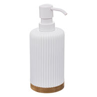 Frasco doseador NATUREO branco com base em bambu