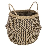 Cesto seagrass preto e natural com pegas 37cm