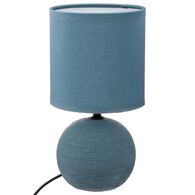 Candeeiro de mesa TIMEO azul em cerâmica com nervuras,  Candeeiro de mesa TIMEO azul em cerâmica com nervuras