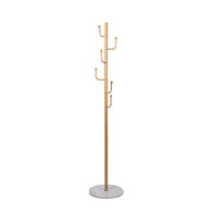 Cabide de pé com 6 ganchos dourado e base em mármore 177cm