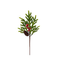 Haste verde com pinhas e bagas 41cm