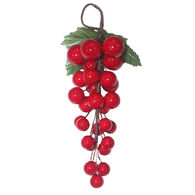 Haste decorativa com bagas e folhas para pendurar 20cm