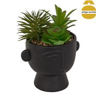 Vaso com suculenta artificial em cimento 22cm