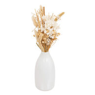 Jarra de cerâmica com flores secas 25cm,  Jarra de cerâmica com flores secas 25cm