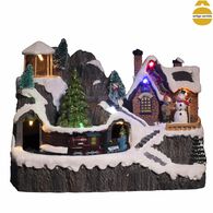 Aldeia luminosa com neve