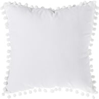 Almofada branca com pompons 40x40cm,  Almofada branca com pompons 40x40cm