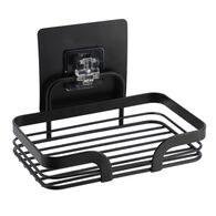 Saboneteira preta em metal com adesivo