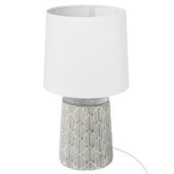 Candeeiro de mesa CYRIL branco com base decorada,  Candeeiro de mesa CYRIL branco com base decorada