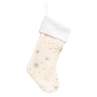 Bota de natal com estrelas marfim e dourado 45cm