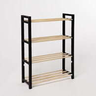 Sapateira com 4 n&iacute;veis preta em madeira