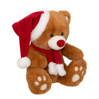 Figura boneco ursinho com gorro e cachecol 34cm