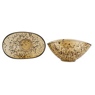 Centro de mesa dourado em vidro