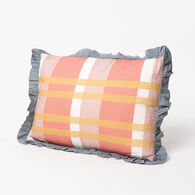 Almofada YUCATAN riscas com folhos azul