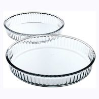 Conjunto de 2 travessas BORCAM redondas em vidro