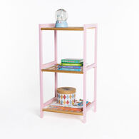 Estante com 3 prateleiras rosa em bambu 70cm