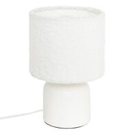 Candeeiro de mesa BONA branco com abajour em pelo bouclé