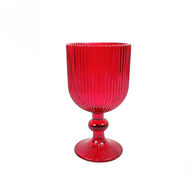 Conjunto de 6 copos de vinho com p&eacute; vermelho &agrave;s riscas 26cl