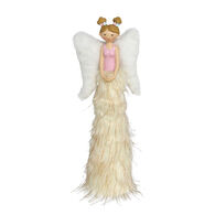 Anjo bege e rosa com led 44cm