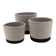 Cesto de arruma&ccedil;&atilde;o wc taupe e preto em algod&atilde;o 14cm