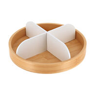 Organizador rotativo branco em bambu