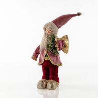 Figura de pai natal rosa em veludo 45cm