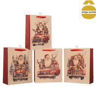 Saco de oferta pai natal vintage 32x26x10cm