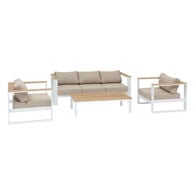 Conjunto de jardim EMPERIA branco em madeira acácia,  Conjunto de jardim EMPERIA branco em madeira acácia