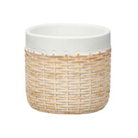 Vaso branco com efeito rattan 10cm
