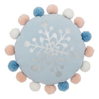Almofada SNOW azul com pompons 35cm